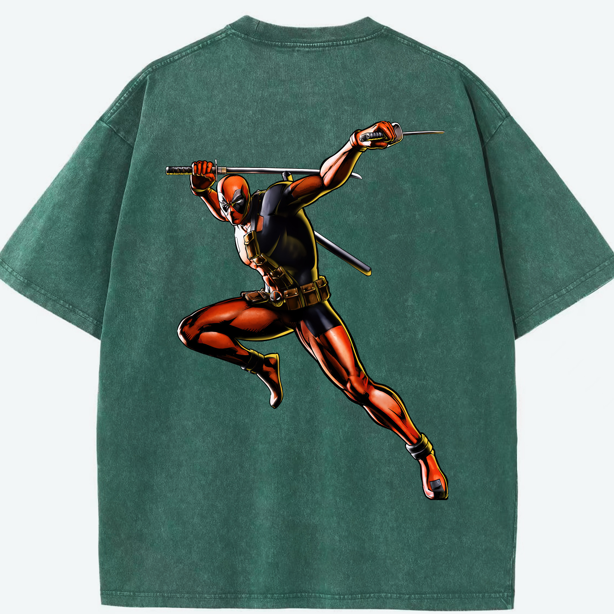 （画像用） Deadpool デッドプール 綿100% ヴィンテージ風 半袖Tシャツ（背面プリント）